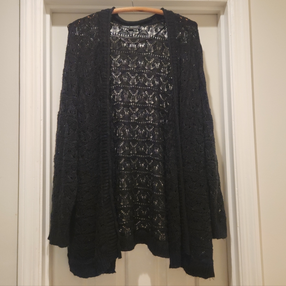 Lane Bryant Open Knit Black Cardigan Size 22